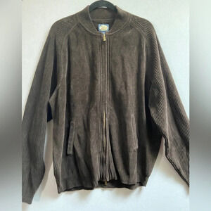 Tommy Bahama ribbed corduroy cotton full zip sweater cardigan jacket  Sz XL